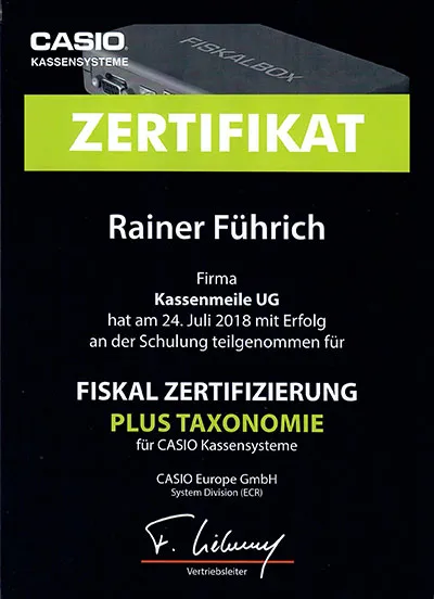 Taxonomie Zertifikat Kassenmeile
